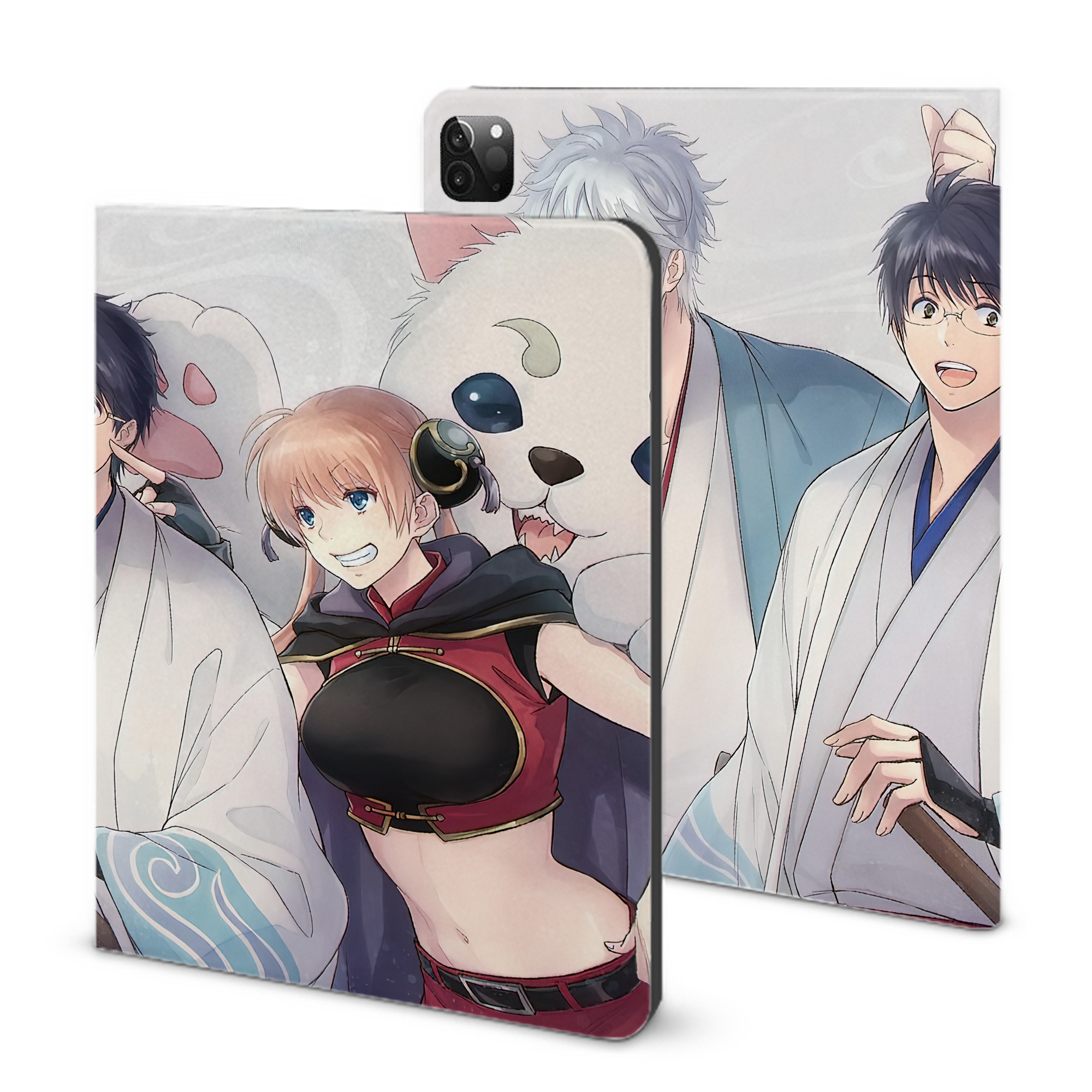 （画像用） ぎんたま 坂田銀時（さかたぎんとき） 神楽 志村新八（しむら しんぱち） GINTAMA Sakata Gintoki Kagura Shimura Shinpachi IPadケース ペンホルダー付き ブックスタイルデザイン